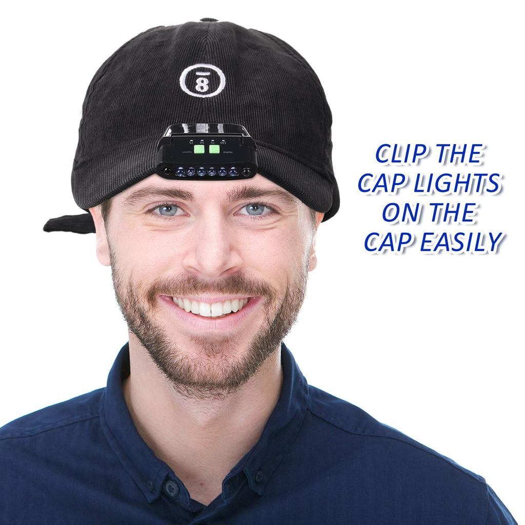 LED Clip On Cap Lights USB Rechargeable Cap Flashlight Clip Waterproof Ultra Bright Hands-Free Hat Light Flashlight Headlamp