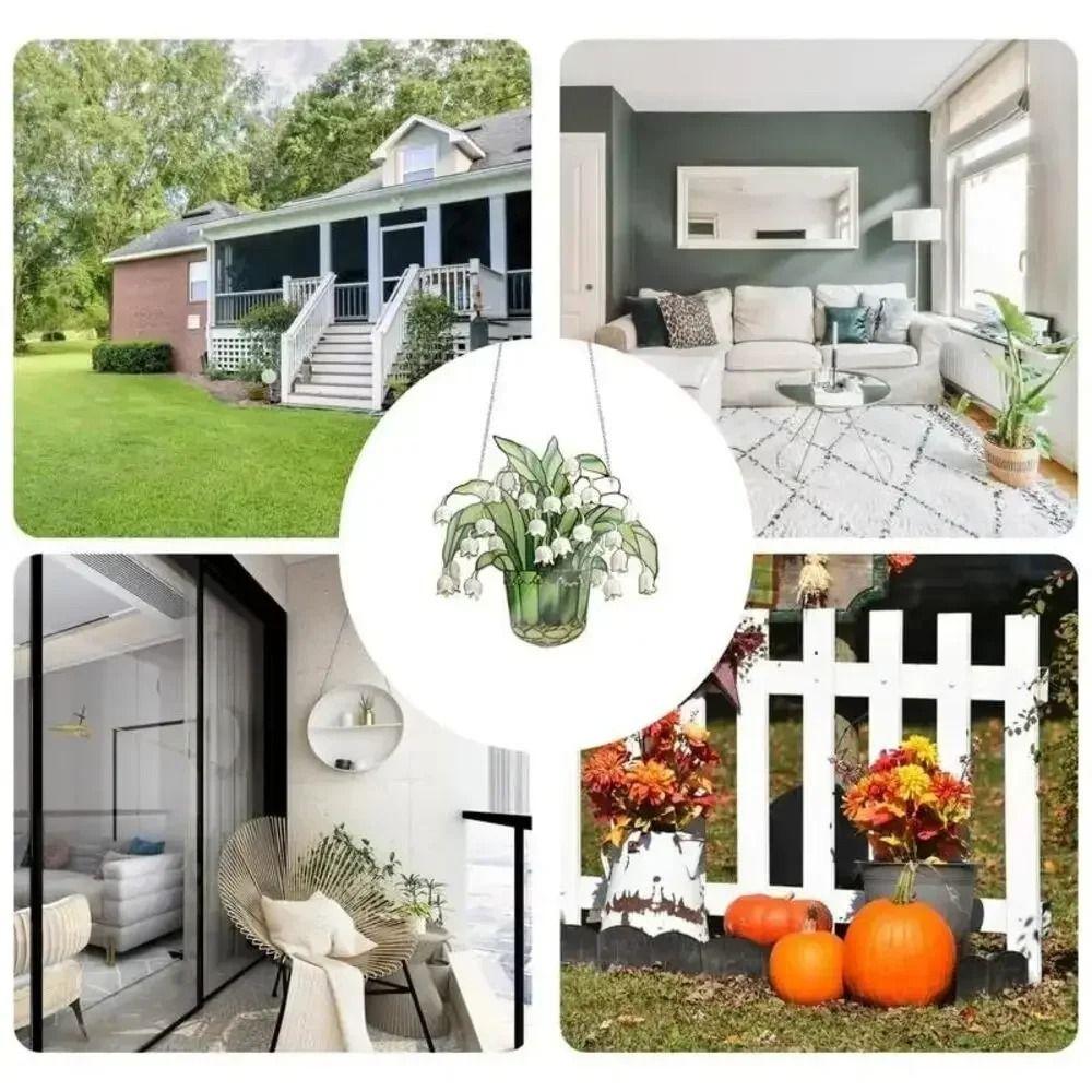 Hanging Flower of Valley Window Catcher Eye-Catching Sun Light Catcher 2D Flower Ornament  Wall