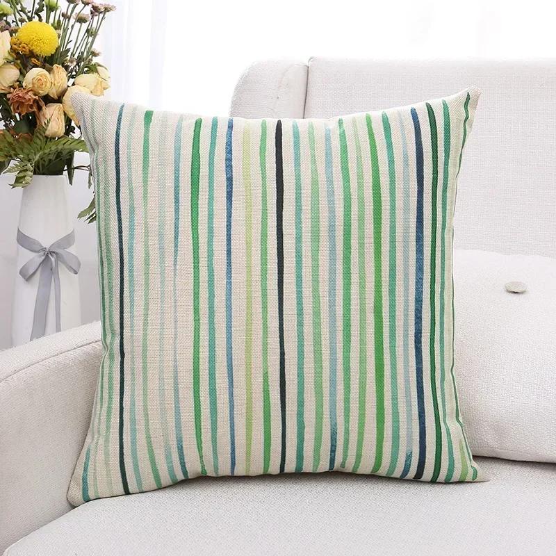 Green Plants and Flowers Cotton and Linen Pillow Customized Linen Car Pillow Sofa Pillow Cover Home Decoration