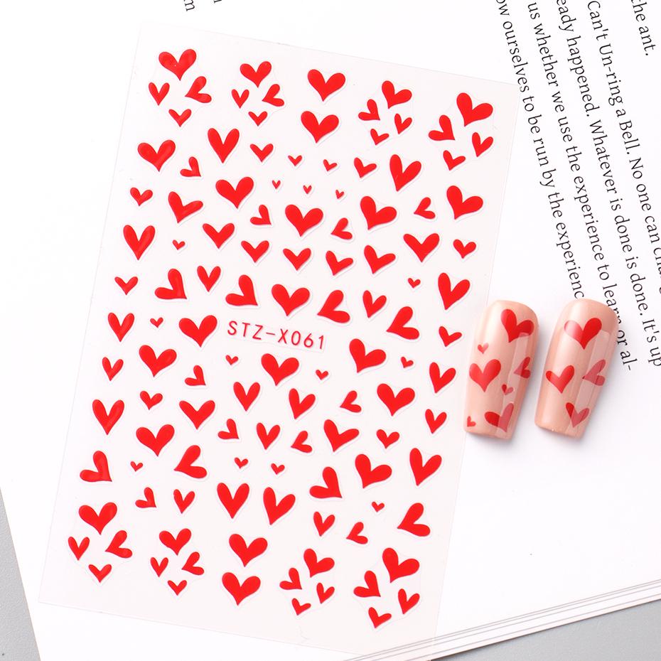 Xiaomi Red Heart Nail Sticker Decals Little Love Heart Valentine 3D Self-adhesive Sliders for Manicure Foil Tattoo Nail Art Decorations