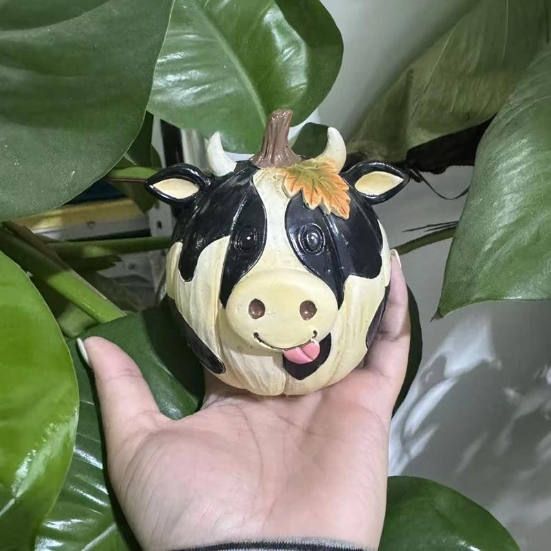 Статуэтки тыквы с животными Украшения Тыквенная фигурка из смолы для сельскохозяйственных животных 3D Забавная Хэллоуинская декорация Раскрашенная коллекционная фигурка