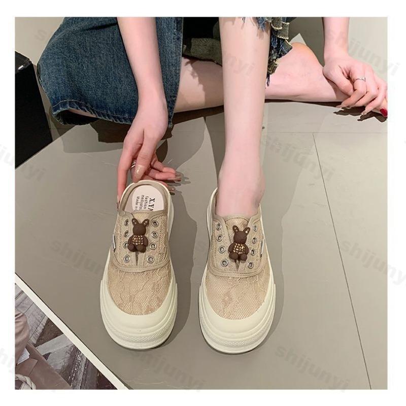 Fashion 2025 Spring New Women's Shoes Comfortable Slip On Casual Shoes Fashion Slippers Mesh Breathable Thick Bottom Summer Shoes