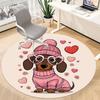 1PC Dachshund Hearts Office Round Area Rug, Mat Suitable For Office, Under Office Chairs Bedroom Living Room Home Decor, Room Deco