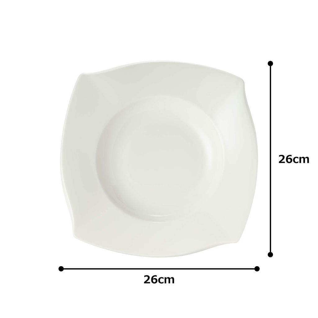 NARUMI Forte White 30cm Quadratische Suppen-Mikrowellenplatte, Rand, Servieren, Sicher, 50460-5248