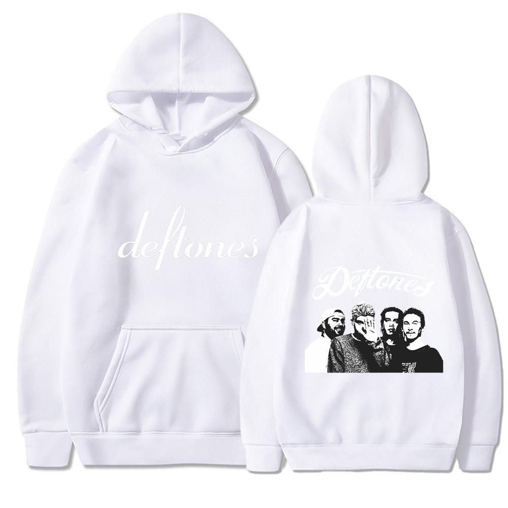 Deftones Hoodie Rote Rockband Merch Nu Metal Grunge Y2K Streetwear Unisex Langarm mit Bandfoto-Aufdruck