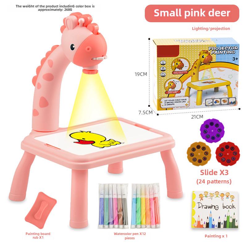 Deer-Shaped Projection Drawing Table with Sound & Light - Children's Graffiti and Writing Toy Set