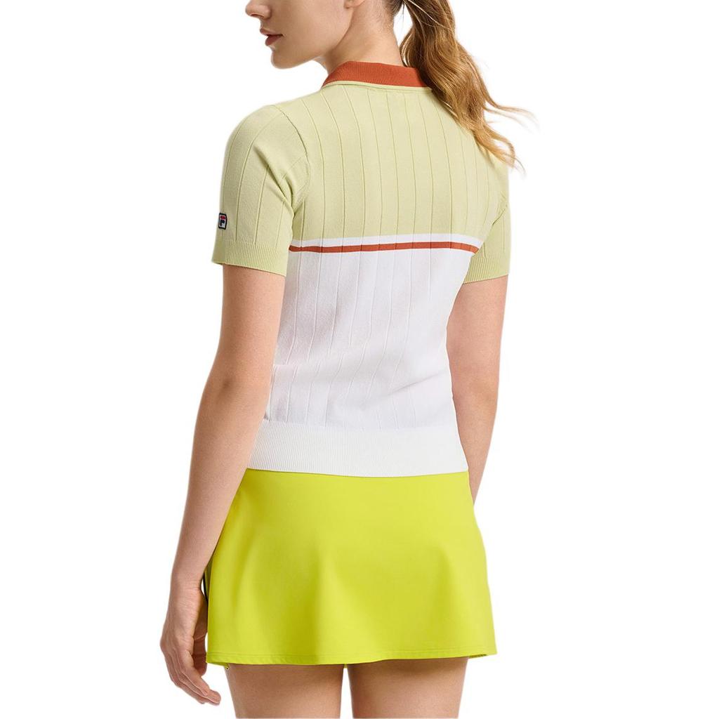 FILA Athletics Tennis Series Casual Color Block Short Sleeve Polo Shirt Women tops Fluorescent-Green A11W523401F-LG