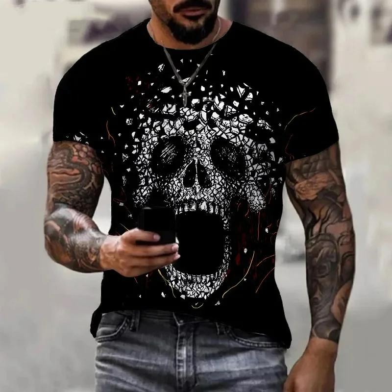 Мужские футболки Terror Skulls с 3D принтом скелета в стиле ужасов — фото 7