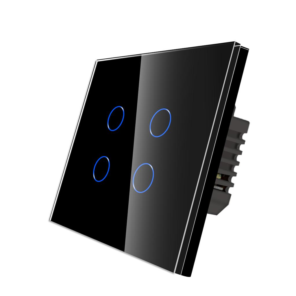 Bingoelec Factory Direct Touch Glass 4gang 1way Touch Switch Silicon for Promotion 500w/gang Smart Home Wall Switch for Sale