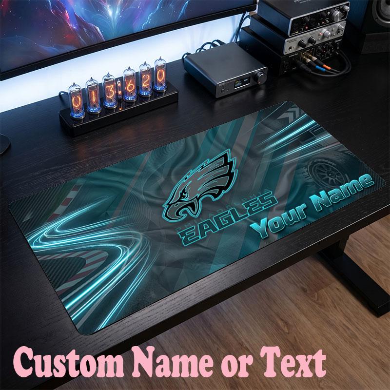 Philadelphia Eagles Benutzerdefinierter Name Text Mauspads, Große Schreibtisch-Mausmatte Personalisierte Home-Office-Geschenk