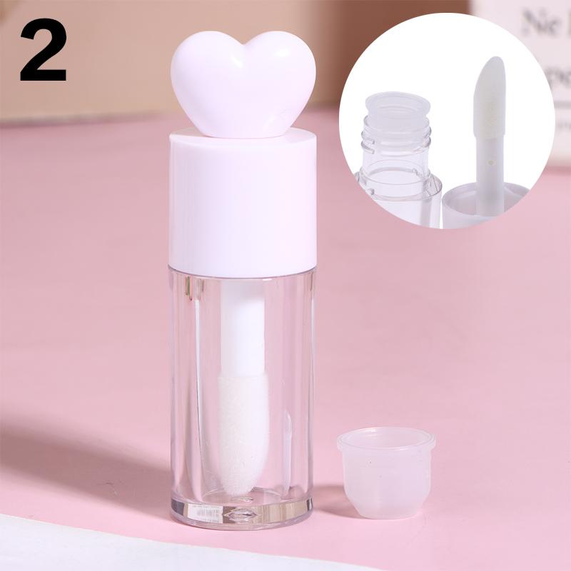 Tubes de Gloss Mignons en Forme de Cœur Transparents Rechargeables 4ml Contenants Cylindriques avec Applicateur Baguette pour Baume à Lèvres et Gloss DIY