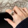 Bague Ouverte Zircon Double Couche Design Irrégulier Géométrique Réglable Pour Filles