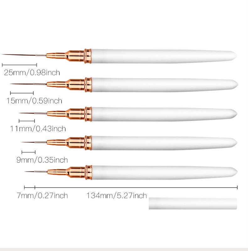 5Pcs Pink Nail Art Brushes Superfine Brush French Manicure Stripe Nail Art Painting Brush Set, UV Gel Nail Liner Brushes Kit And Drawing Liner Brush