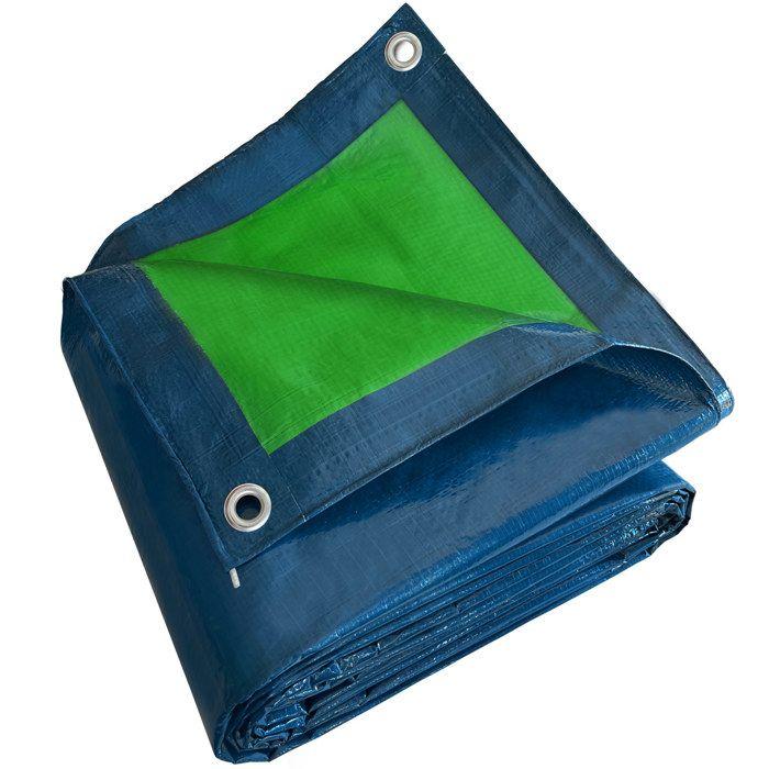 TECPLAST Bâche Bois 2x3 m SR150BO Bleue et Verte - Haute Qualité - Bâche de protection imperméable pour Bois de chauffage