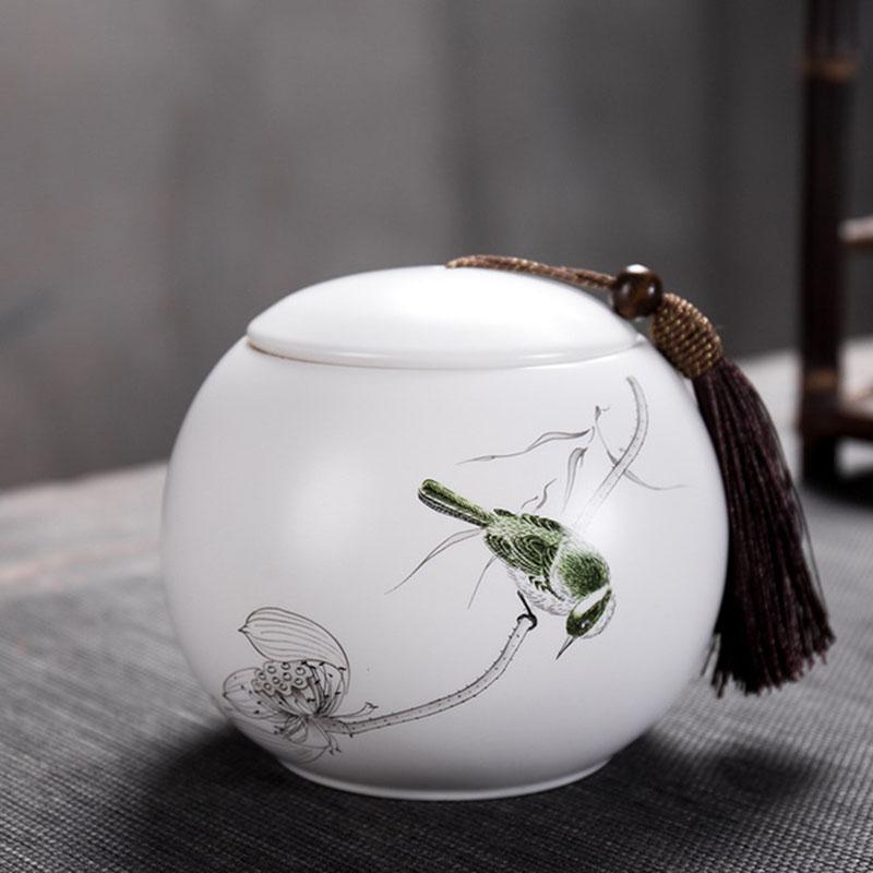 Porcelain Tea Canister Big Size Sealed Storage Tea Box Jar Tea Caddy White Color Ceramic Crafts Chinese Style Teaware Home Decor