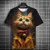 Funny Animal Cat Pattern 3D Print Men's T-Shirts Summer Women Streetwear Fashion Oversized Unisex T Shirt Men Clothing