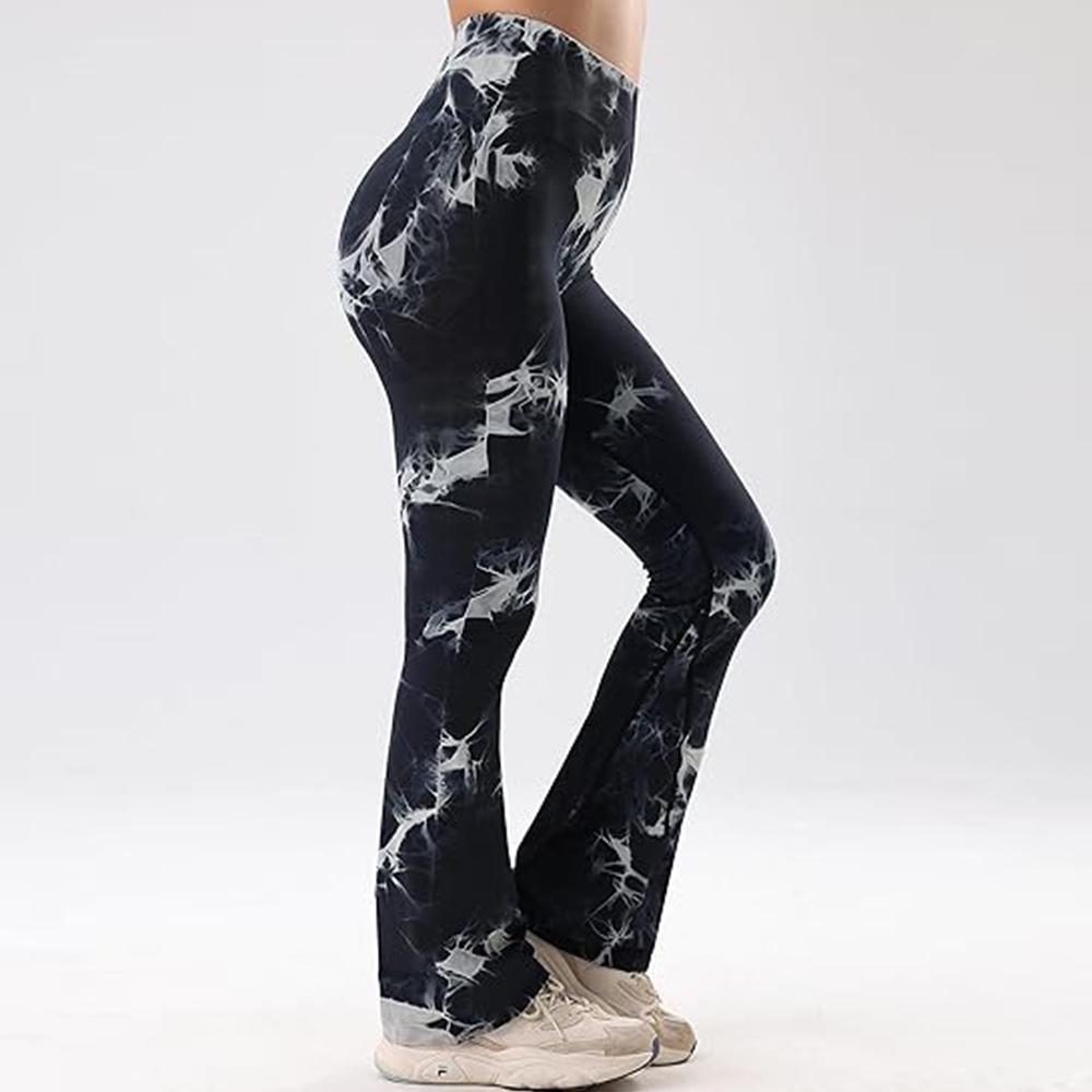 Women's High Waist Tie-Dye Yoga Flare Pants - Elastic, Hip-Lifting, Waist Shaping Fitness Wear