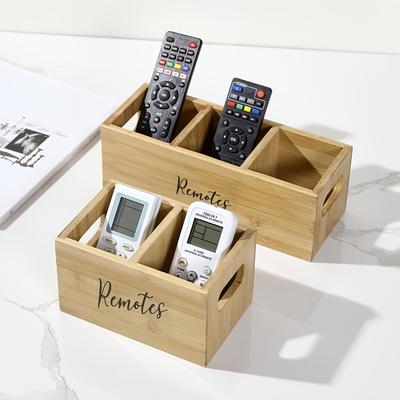 Fernbedienungshalter, Bauernhaus-Fernbedienungsaufbewahrungsbox, Nachttisch-TV-Controller-Caddy, Rustikales Holz-Medien-Organizer-Tablett für Zuhause