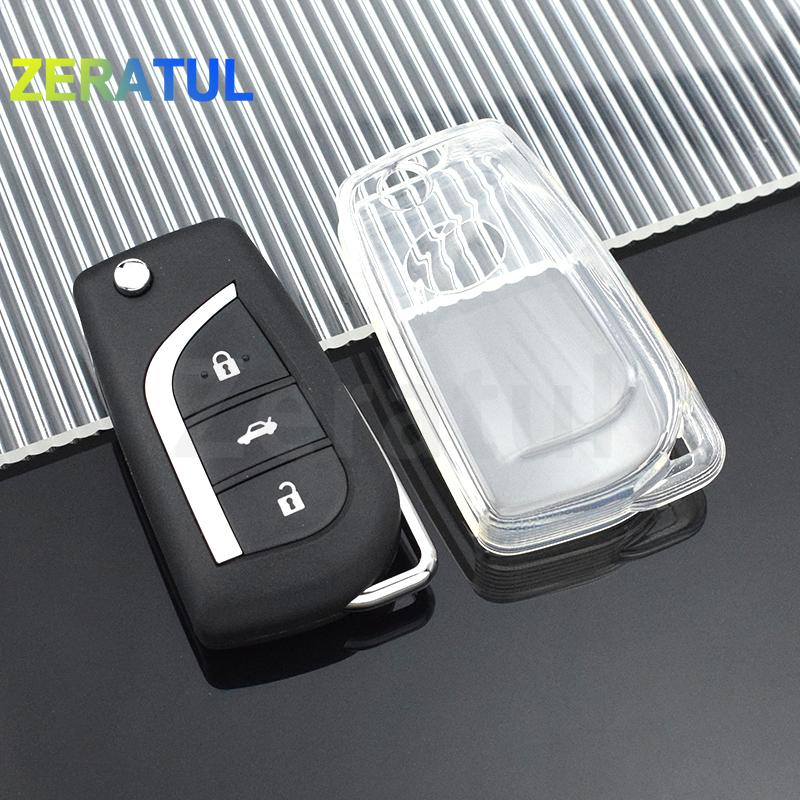 Transparent Tpu Auto Key Fob Cover Case Fit For Toyota Hilux Corolla Avensis Prado Fortuner Rav4 Chr Automotive Housing Remote Mount Auto