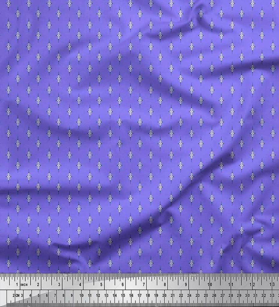 Soimoi Japan Crepe Satin Fabric Dot & Leaves Small Motif Shirting Print Fabric by the Metre 42 Inch