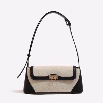 Retro Single Shoulder Crossbody Bag Versatile Armpit Bag French Niche Contrasting Color Casual Pendulous