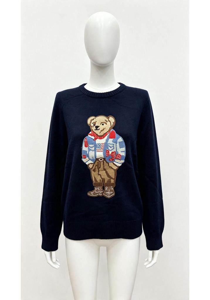 2026 Autumn/Winter Women's Casual Academy Style Bear Sweater