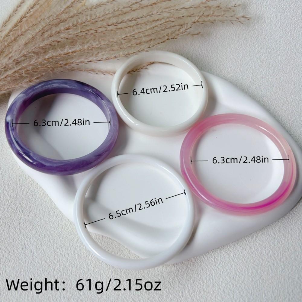 3/4 Pcs Marble Pattern Thin Resin Bracelet Set Smudged Cuff Bracelet Set Round Bangles  Gifts