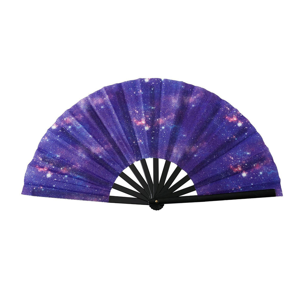 New Foldable Bamboo Fan 33cm Lightweight Holding Laser Colors Hand Fan Portable PVC Clack Clapping Fans for Line Dancing