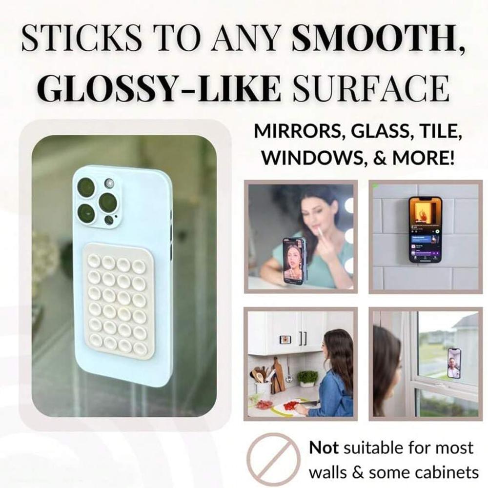 2× Silikon Anti-Rutsch Saug-Handyhalterung für Selfies Videos Weiß, Rosenrot