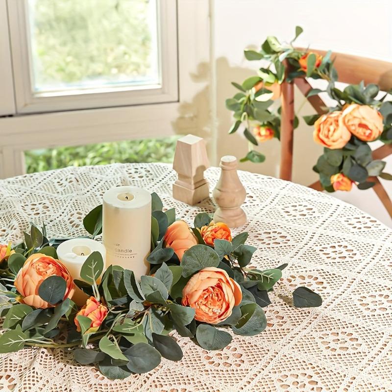 Artificial Simulation Green Plants: Eucalyptus Leaves, Orange Peonies, Vines, Home Dining Tables, Wedding Vines