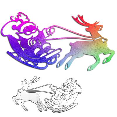 Santa Claus Rides A Deer Cart Design Style Metal Cutting Die Stencil for DIY Scrapbooking Album Photo Embossing Paper Card Craft Decor