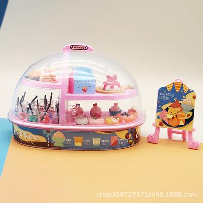 Children'S Play House Simulation Mini Pink Cake Cabinet Miniature Model Toy Doll House Kitchen Small Ornament Toy
