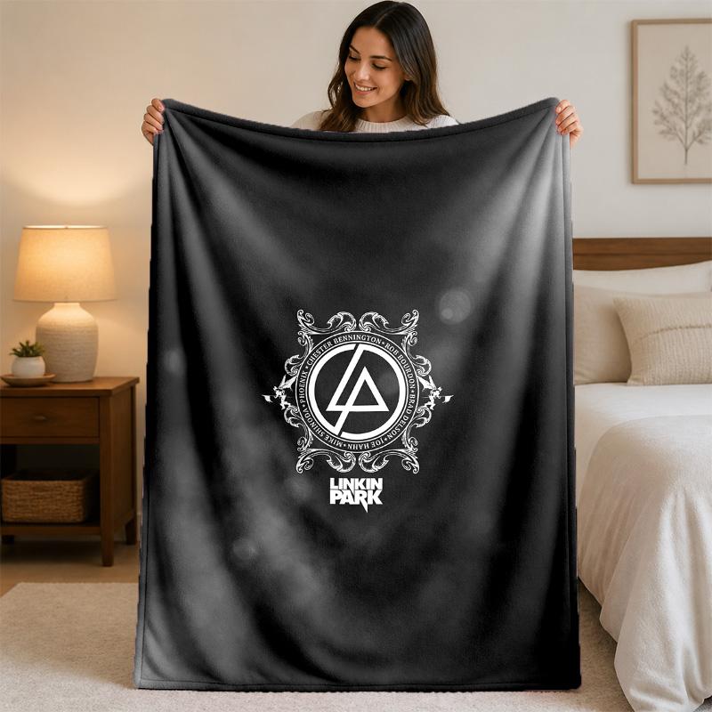 Linkin Park Print Flannel Blanket Cozy Lightweight Plush Throw Blanket For Bed Sofa Household Use
