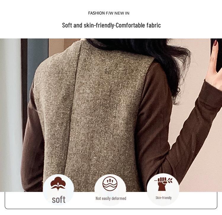 Modă Coreeană Retro Vestă & Fustă Midi Set Slimming Trei Piese pentru Femei