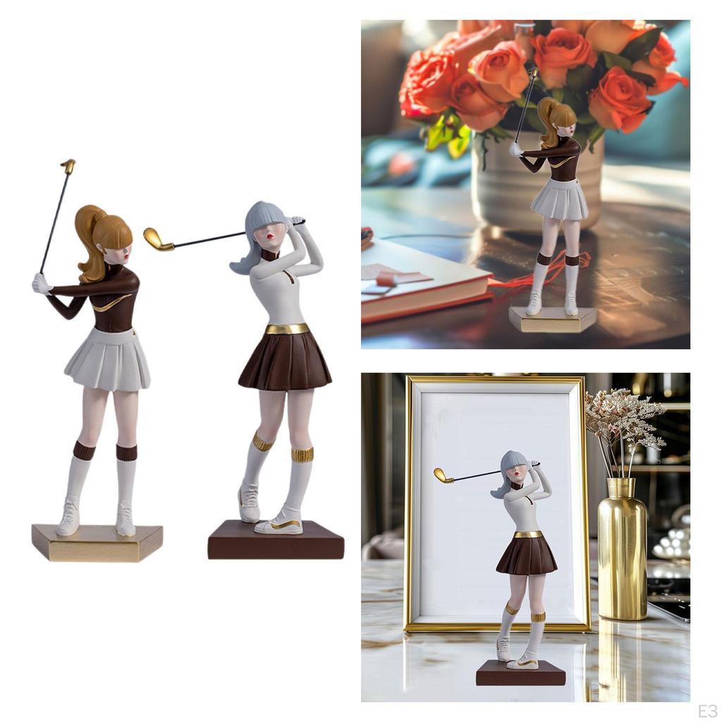 Lady Golfer Statue Decoration Girl Sculpture Figurine for Living Room Bedroom