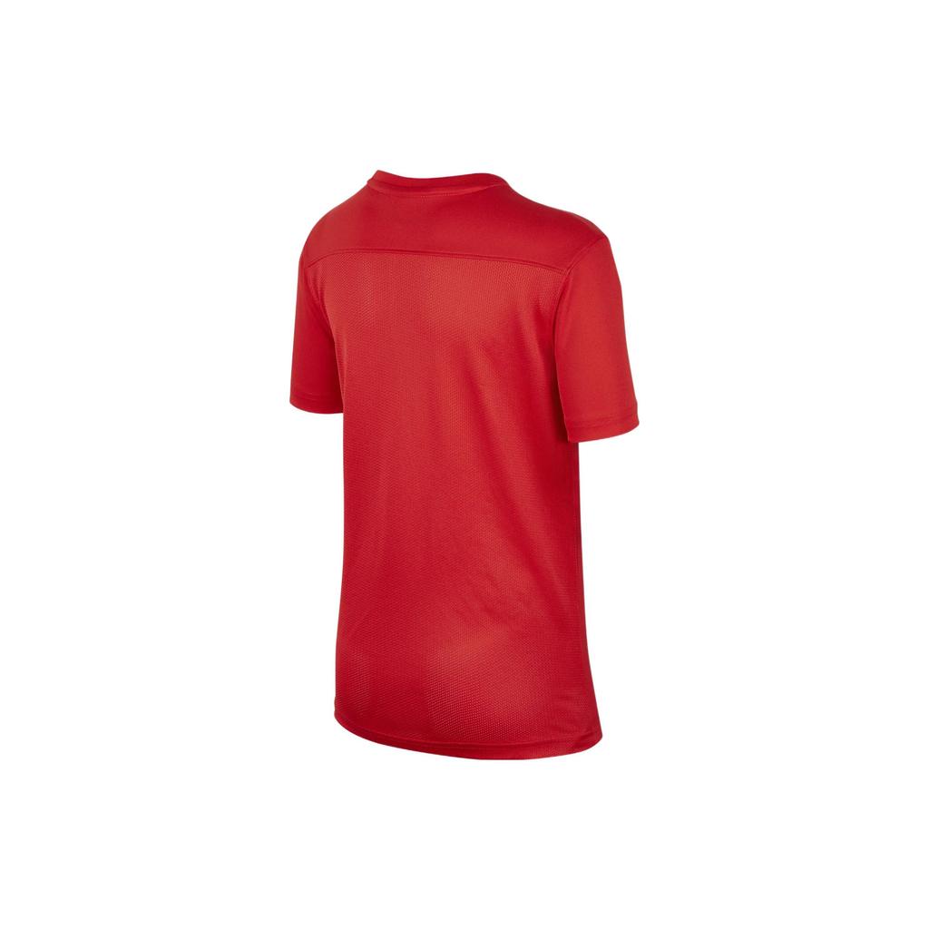 Nike Logo Print Solid Color Round Neck Short Sleeve T-Shirt Kids Tops Red BV6741-657