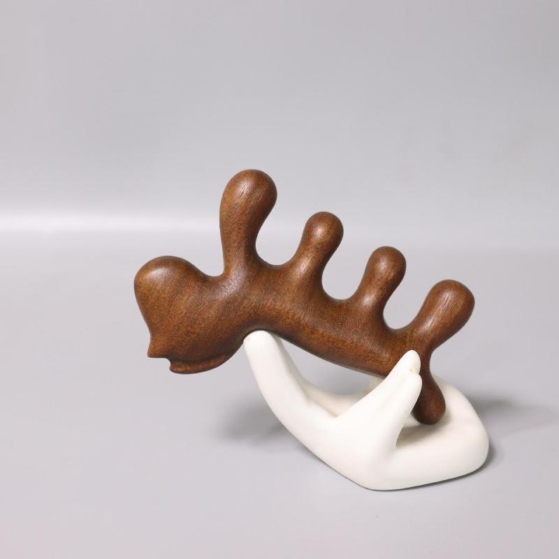 Zodiac Horse Sandalwood Massage Comb Meridian Comb Scalp Head Scalp Relax Acupoint Massager Portable Wooden Handle Comb Anti-Sta