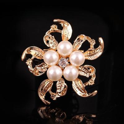 Kristall-Match-Perle Dreidimensionale Blume Ringtyp Zweizweck-Brosche Corsage Damen-Accessoires Langanhaltende Farbe Exquisite Brosche BFF-Geschenk