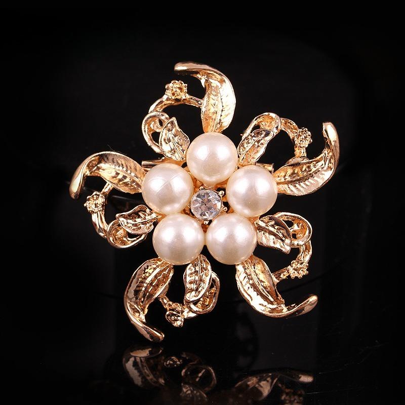 

Хрустальная жемчужная 3D брошь-цветок, кольцо двойного назначения, булавка-корсет, долговечный цвет, изысканная гипоаллергенная, подарок для лучшей подруги