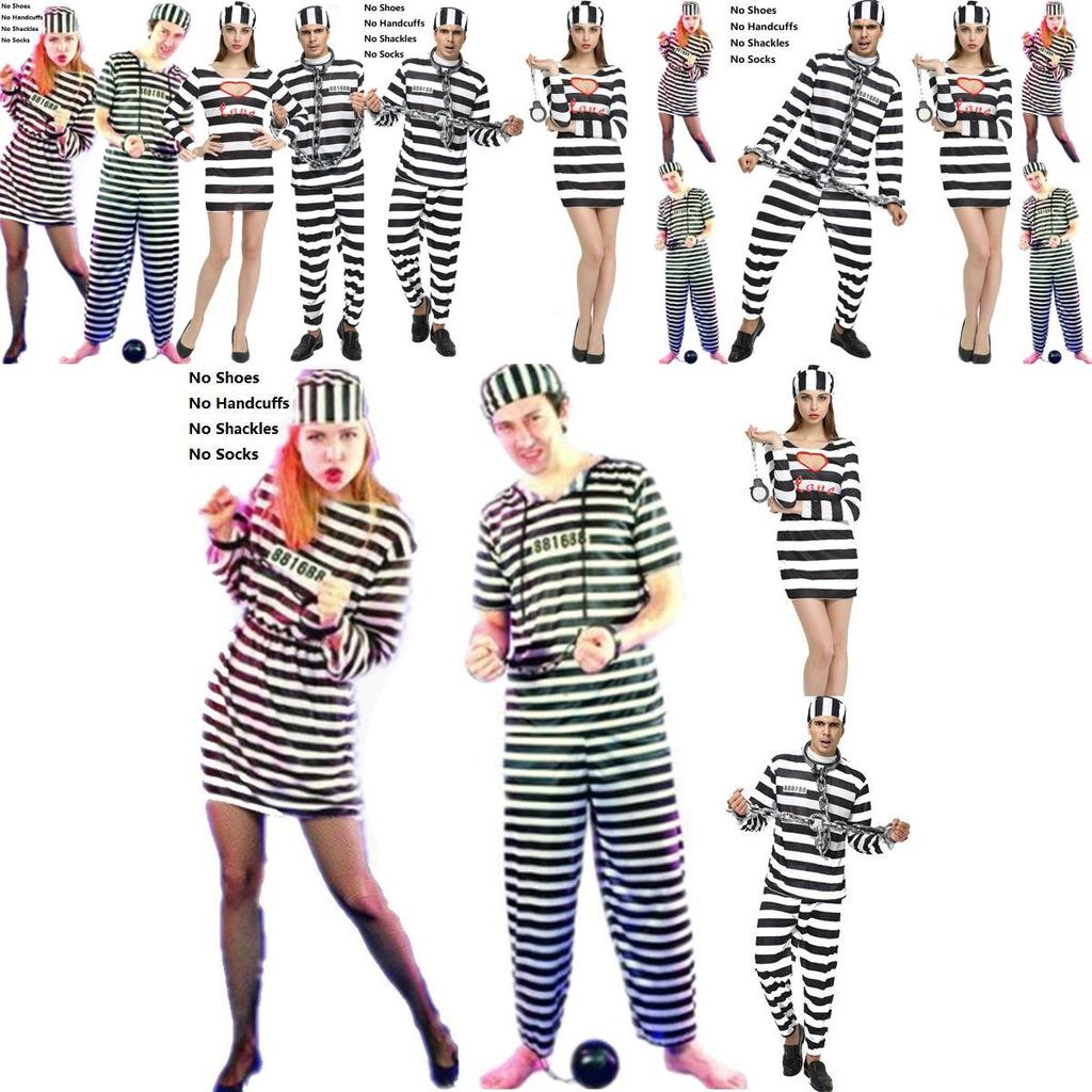 Unisex Convict Prisoner Outfit With Bold Striped Pattern Designed For Holiday Celebrations And Themed Events