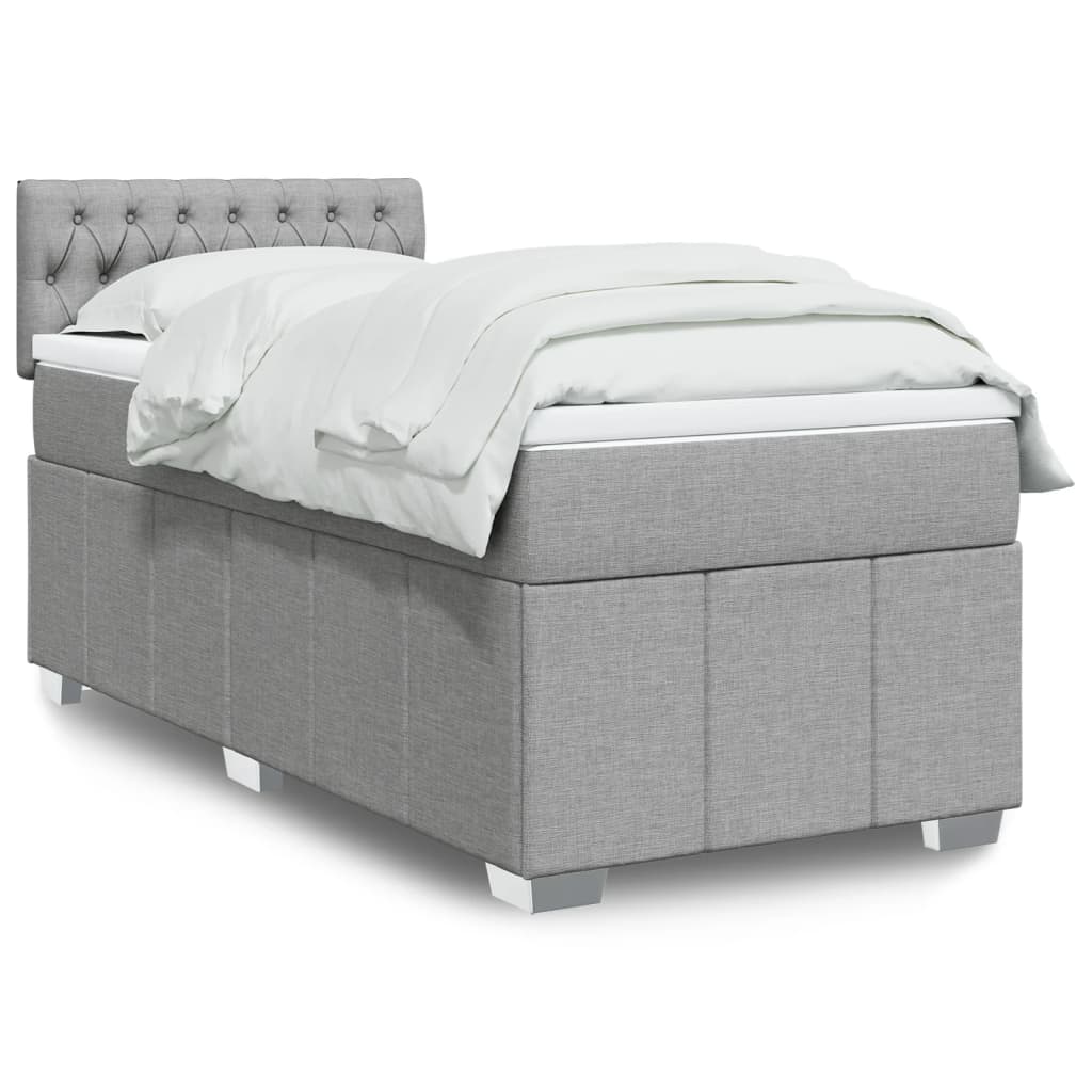 Vidaxl Letto Continentale Con Materasso, Grigio Chiaro, Tessuto, 90X200 Cm