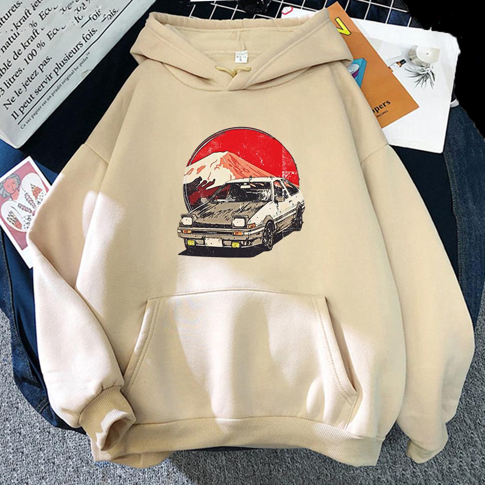 Anime Initial D AE86 2D tisk Pánská bavlna mikina s kapucí ležérní oversized svetr populární streetwear módní mikina pánské oblečení