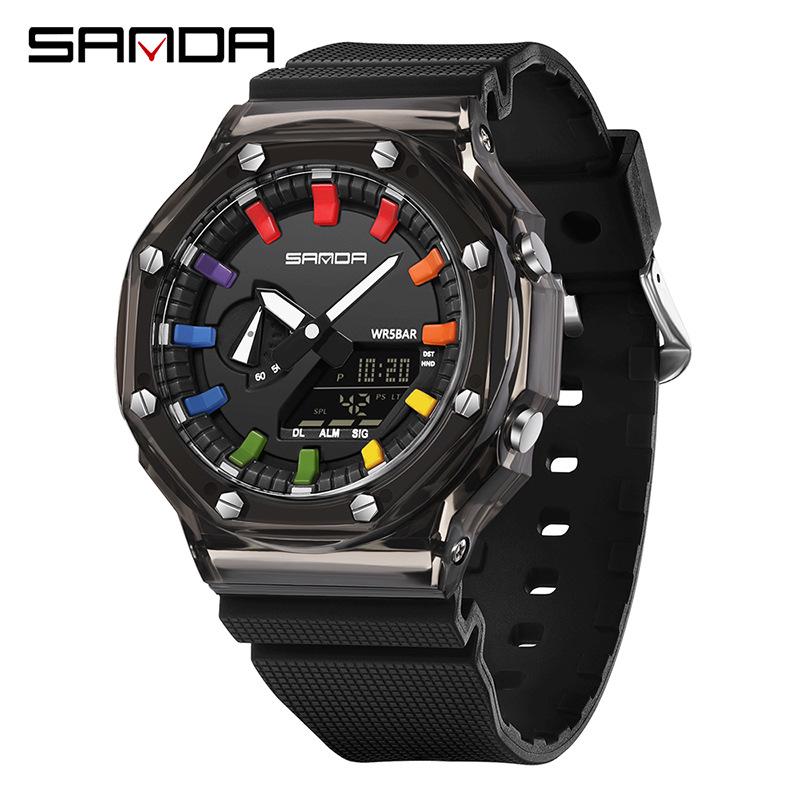 Unisex Transparent Octagonal Electronic Wristwatch: Multifunctional, Waterproof, Swimming-Compatible, Best-Selling Design