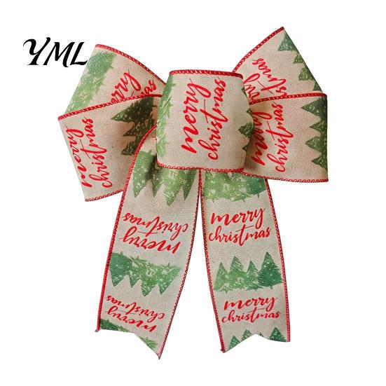 Fabric Bows for Wreaths Christmas Wreath, Merry Craft Bow Ornaments, Winter Tree Festive Home Decor Accessories Decoration Holiday Tree, Front