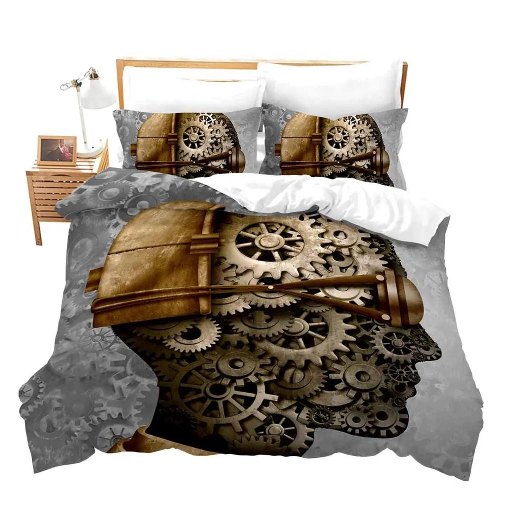 Robot Duvet Cover Set 3D Modern Science Fiction Cool Robot Bedding Sets Full Size Futuristic Machine Comforter Cover Set 2/3pcs