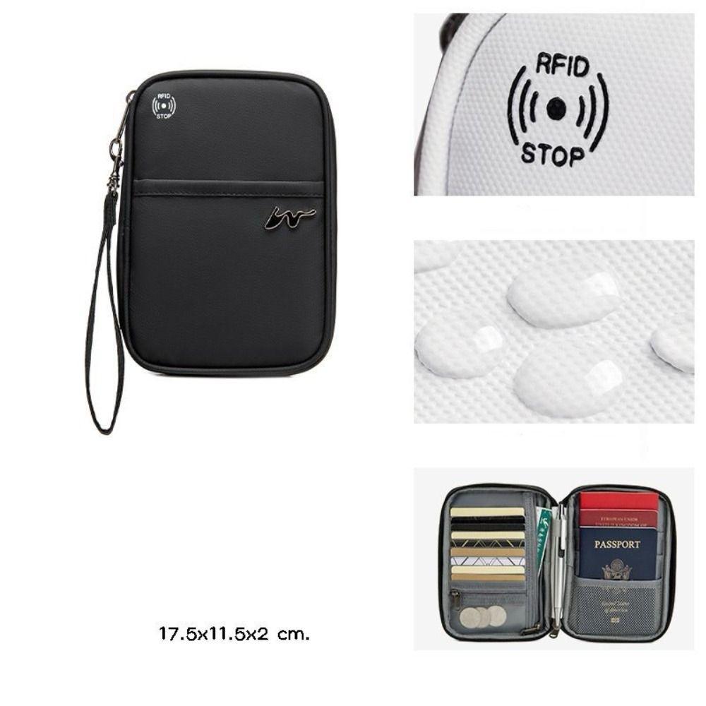 Fashion Polyester Card Case Zipper Large Capacity RFID Card Holder Waterproof Travel Coin Purse Unisex