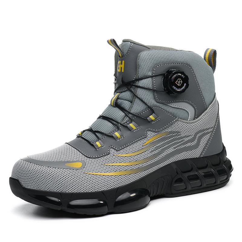 Men Women Safety Sneakers Steel Toe rotating button shoes steel toe work boots women men ultra light anti slip protective 39
