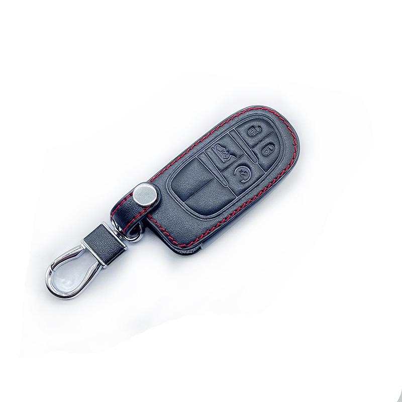 Premium Leather Key Cover for Jeep Liberty, Renegade, Grand Cherokee, & Compass
