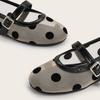 Fashion Fashion Shallow Flat Sandals Women Breathable Mesh Black Polka Dot Ballet Flats Comfortable Round Toe Plus Size Mary Jane Shoes