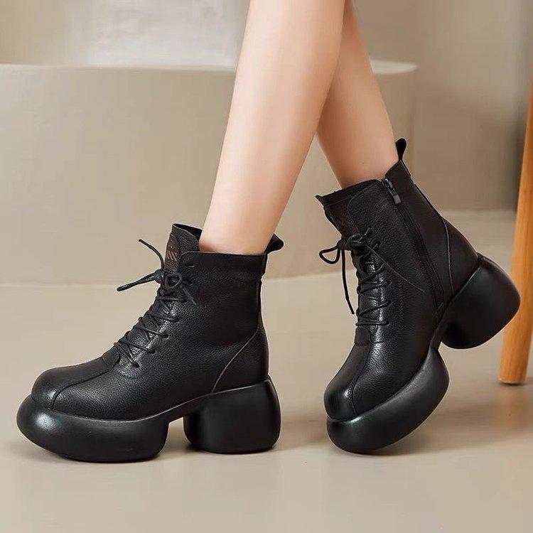 Popular retro platform single boots women's 2025 autumn and winter new short women's boots British Martin boots thick heel women's boots